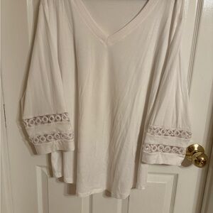 Elegant White Lace Sleeve Women's Top